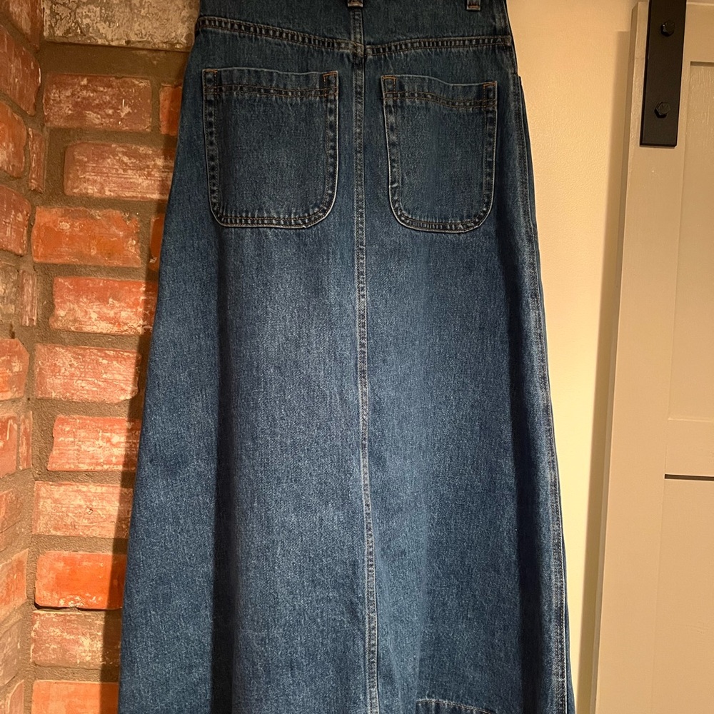 Showpo Alisa Midi Skirt- Ultra High-waisted Dark Blue Denim - Picture 9 of 9